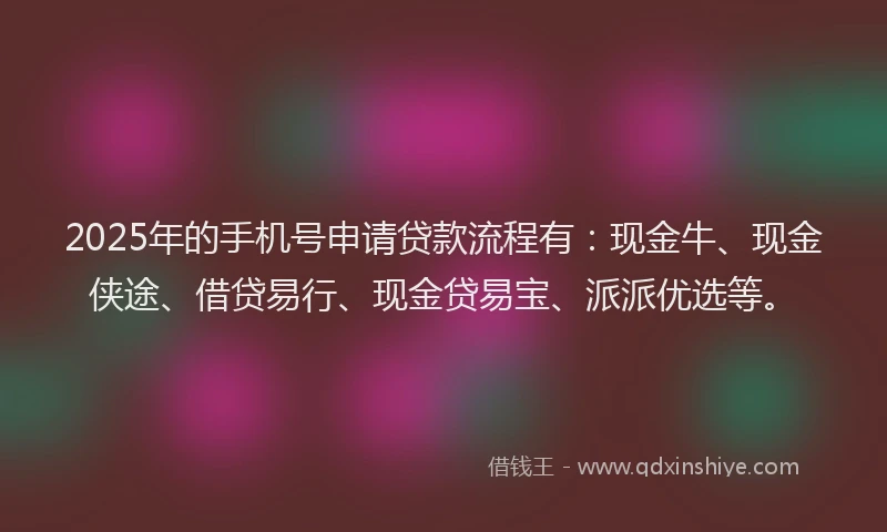 2025年的手机号申请贷款流程有：现金牛、现金侠途、借贷易行、现金贷易宝、派派优选等。