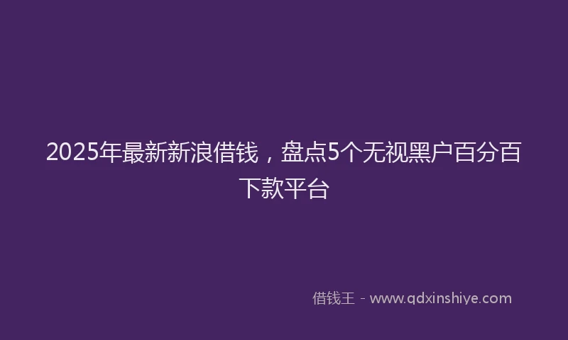 2025年最新新浪借钱，盘点5个无视黑户百分百下款平台