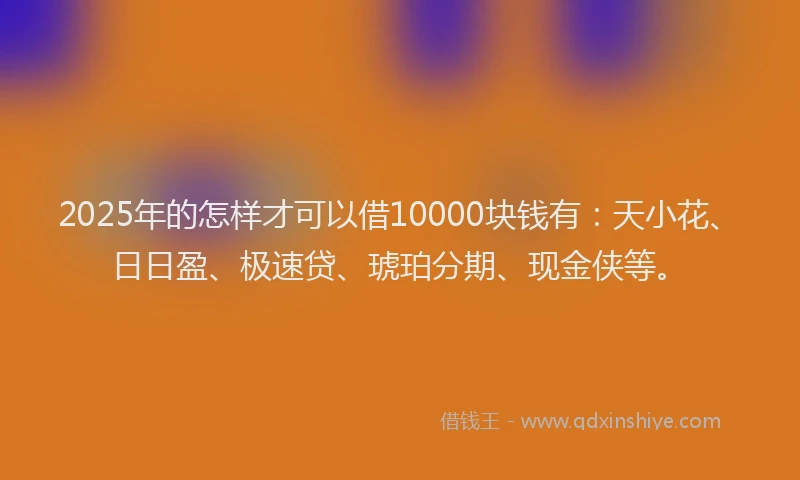2025年的怎样才可以借10000块钱有：天小花、日日盈、极速贷、琥珀分期、现金侠等。