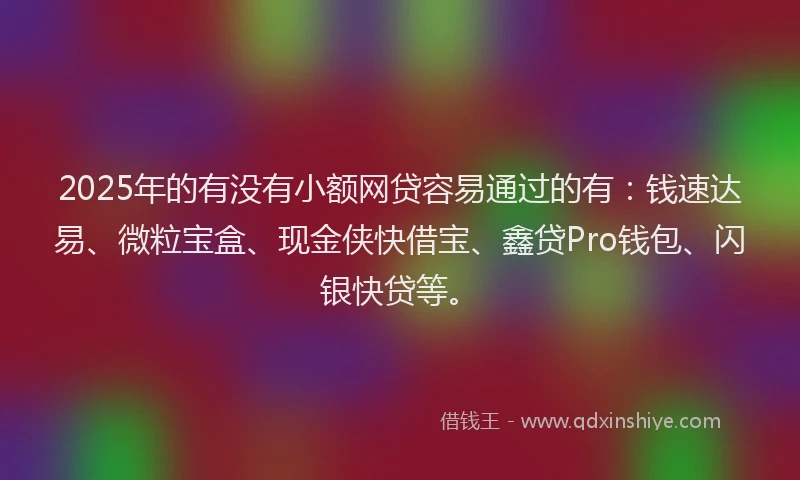 2025年的有没有小额网贷容易通过的有：钱速达易、微粒宝盒、现金侠快借宝、鑫贷Pro钱包、闪银快贷等。