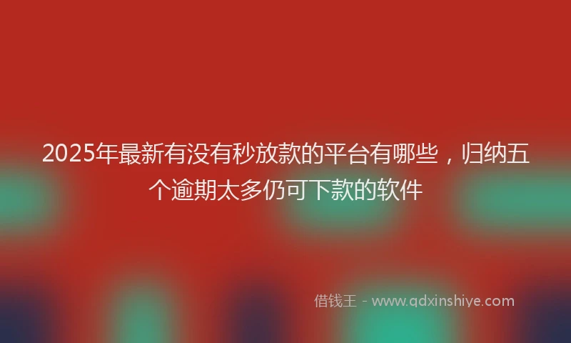 2025年最新有没有秒放款的平台有哪些，归纳五个逾期太多仍可下款的软件