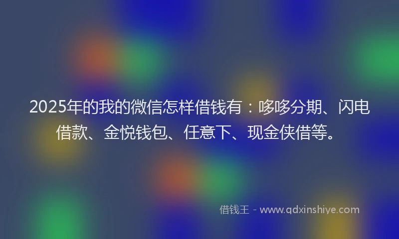 2025年的我的微信怎样借钱有：哆哆分期、闪电借款、金悦钱包、任意下、现金侠借等。