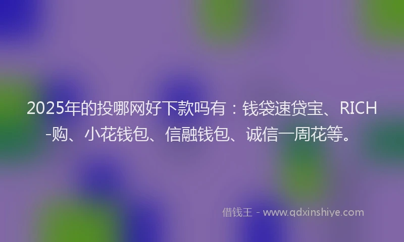 2025年的投哪网好下款吗有：钱袋速贷宝、RICH-购、小花钱包、信融钱包、诚信一周花等。