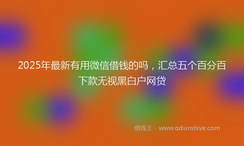 2025年最新有用微信借钱的吗，汇总五个百分百下款无视黑白户网贷