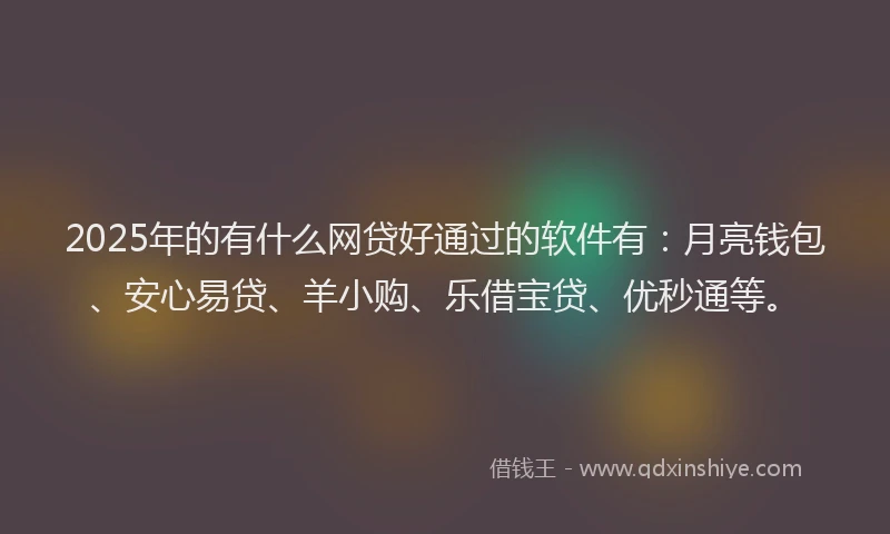 2025年的有什么网贷好通过的软件有：月亮钱包、安心易贷、羊小购、乐借宝贷、优秒通等。