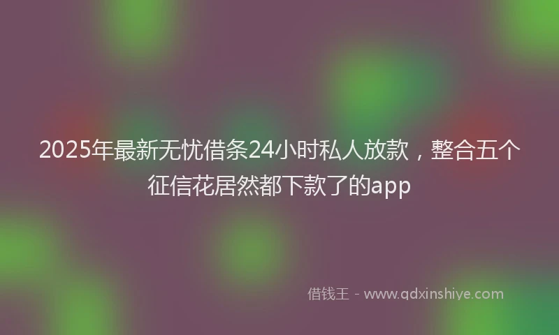 2025年最新无忧借条24小时私人放款，整合五个征信花居然都下款了的app