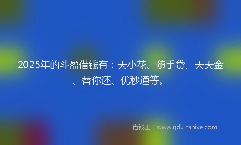 2025年的斗盈借钱有：天小花、随手贷、天天金、替你还、优秒通等。