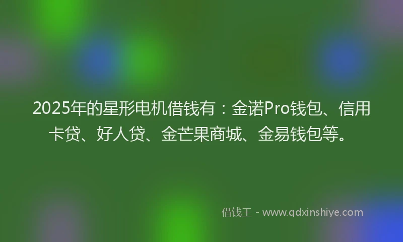 2025年的星形电机借钱有：金诺Pro钱包、信用卡贷、好人贷、金芒果商城、金易钱包等。