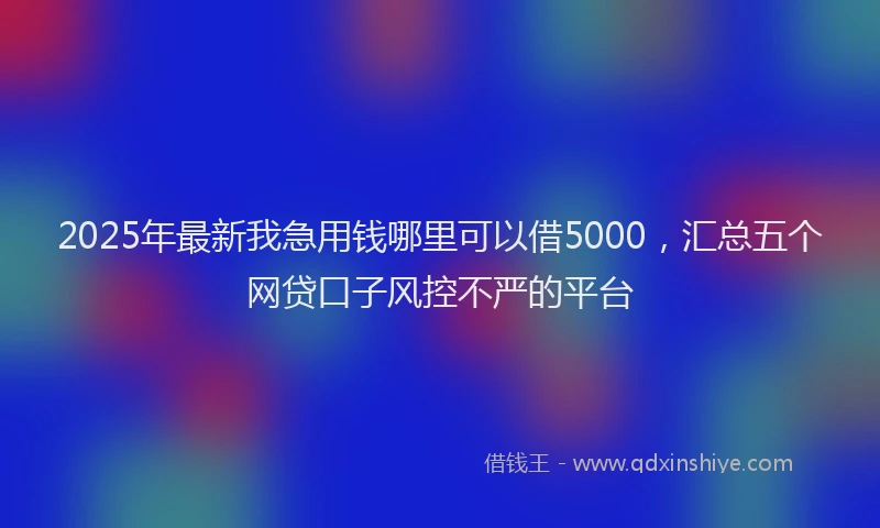 2025年最新我急用钱哪里可以借5000，汇总五个网贷口子风控不严的平台