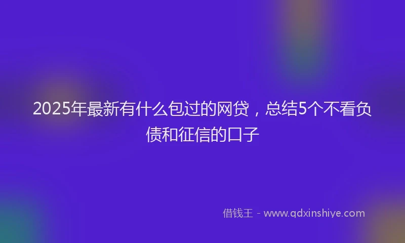 2025年最新有什么包过的网贷，总结5个不看负债和征信的口子