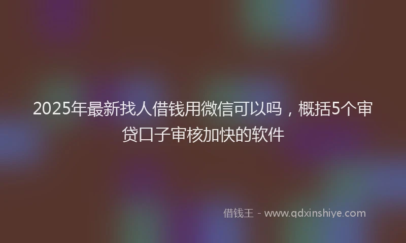 2025年最新找人借钱用微信可以吗，概括5个审贷口子审核加快的软件