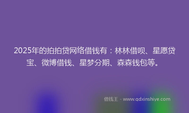 2025年的拍拍贷网络借钱有：林林借呗、星愿贷宝、微博借钱、星梦分期、森森钱包等。