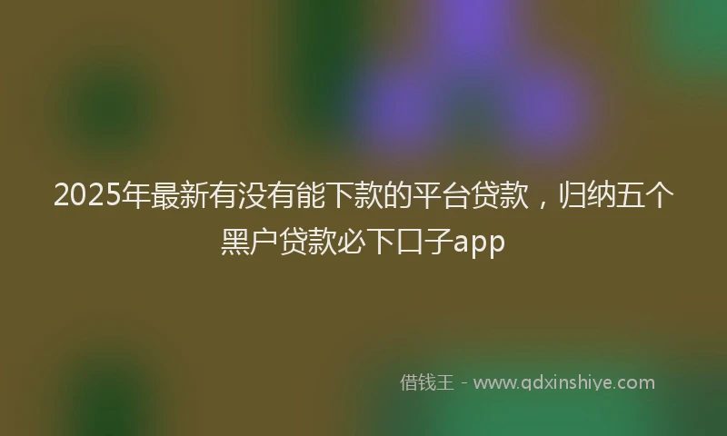 2025年最新有没有能下款的平台贷款，归纳五个黑户贷款必下口子app