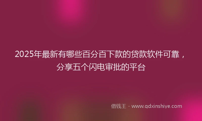 2025年最新有哪些百分百下款的贷款软件可靠，分享五个闪电审批的平台