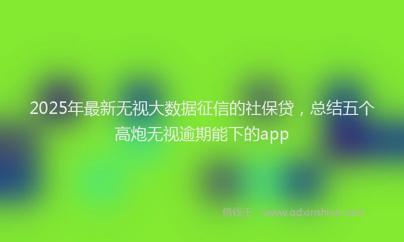 2025年最新无视大数据征信的社保贷，总结五个高炮无视逾期能下的app