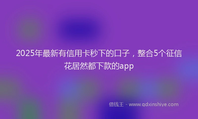 2025年最新有信用卡秒下的口子，整合5个征信花居然都下款的app
