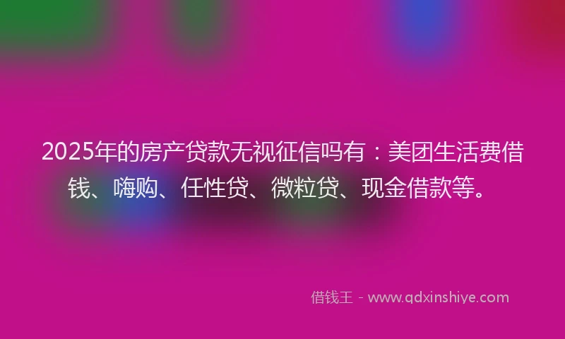 2025年的房产贷款无视征信吗有：美团生活费借钱、嗨购、任性贷、微粒贷、现金借款等。