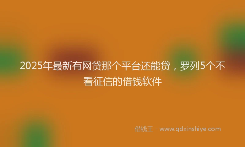 2025年最新有网贷那个平台还能贷，罗列5个不看征信的借钱软件