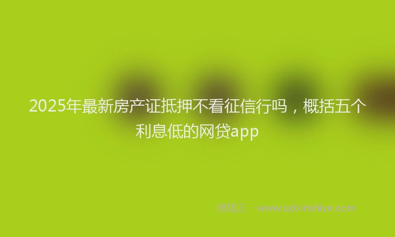 2025年最新房产证抵押不看征信行吗，概括五个利息低的网贷app