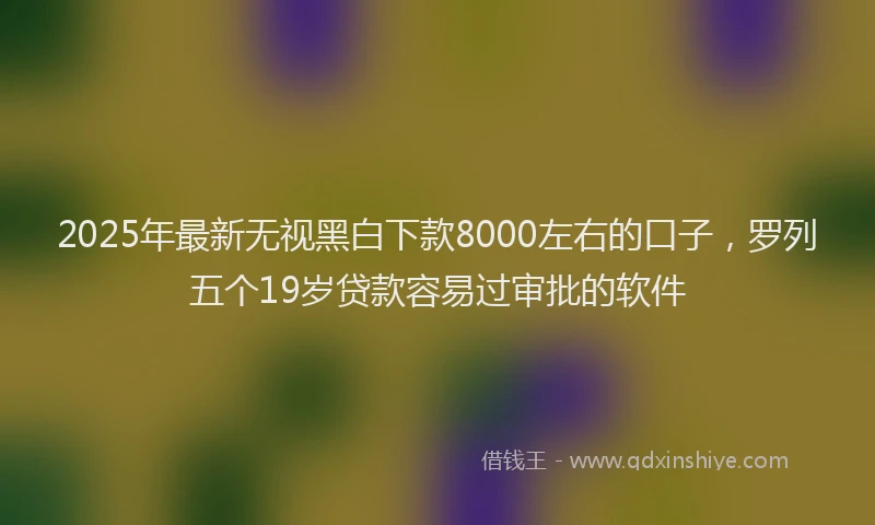 2025年最新无视黑白下款8000左右的口子，罗列五个19岁贷款容易过审批的软件