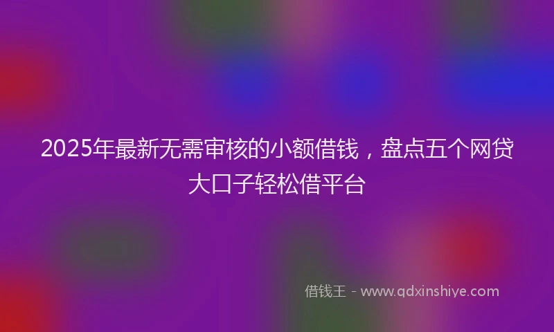 2025年最新无需审核的小额借钱，盘点五个网贷大口子轻松借平台