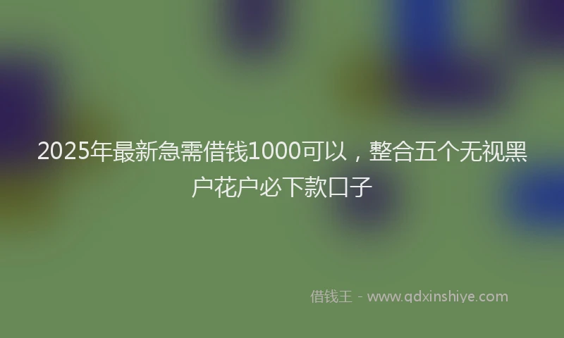 2025年最新急需借钱1000可以，整合五个无视黑户花户必下款口子