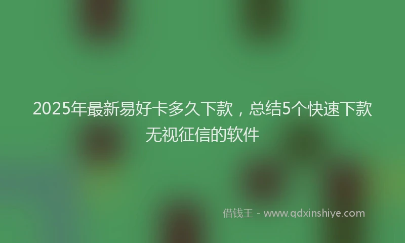 2025年最新易好卡多久下款，总结5个快速下款无视征信的软件