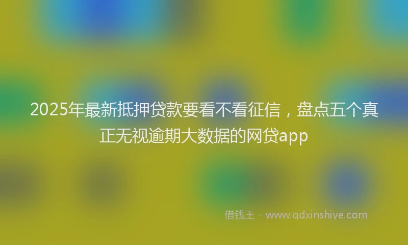 2025年最新抵押贷款要看不看征信，盘点五个真正无视逾期大数据的网贷app