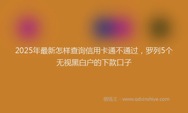2025年最新怎样查询信用卡通不通过，罗列5个无视黑白户的下款口子