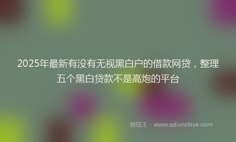 2025年最新有没有无视黑白户的借款网贷，整理五个黑白贷款不是高炮的平台