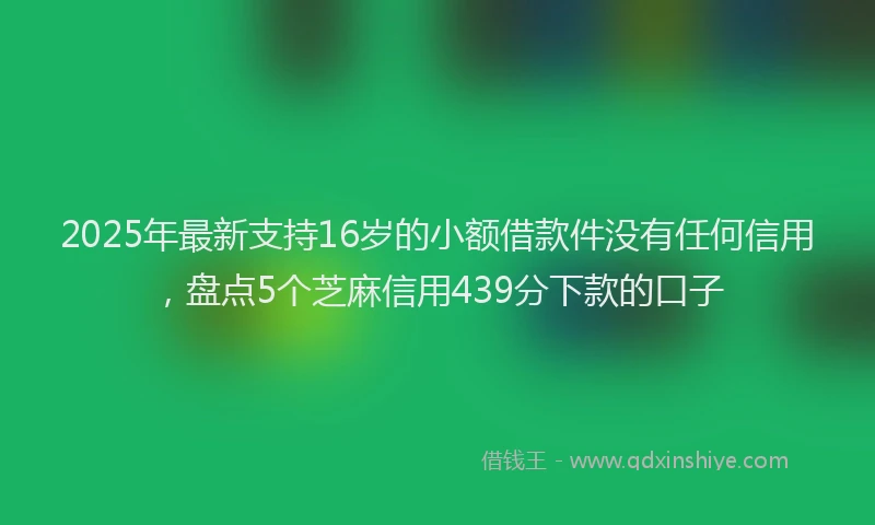 2025年最新支持16岁的小额借款件没有任何信用，盘点5个芝麻信用439分下款的口子
