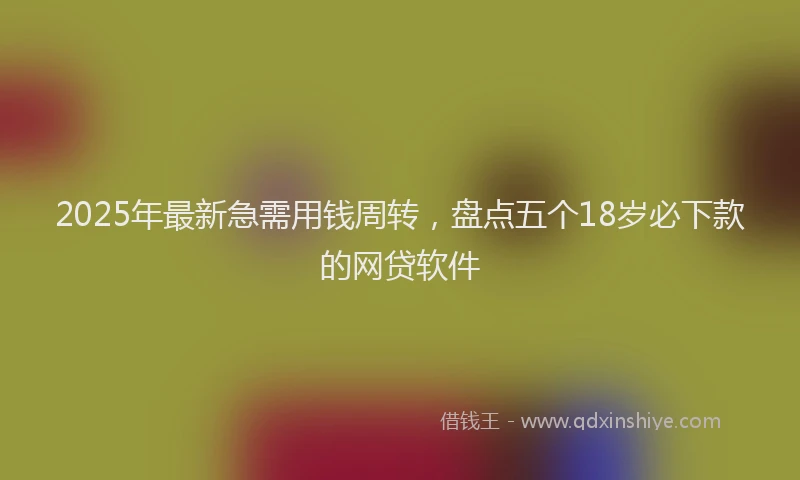 2025年最新急需用钱周转，盘点五个18岁必下款的网贷软件