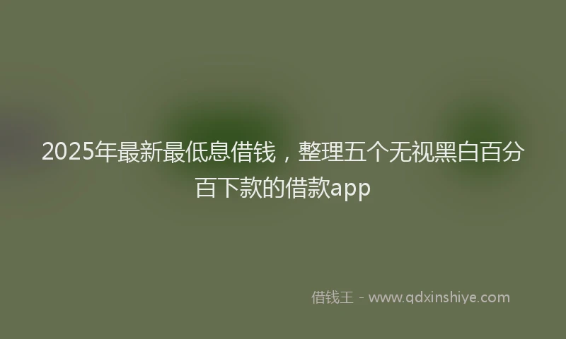 2025年最新最低息借钱，整理五个无视黑白百分百下款的借款app