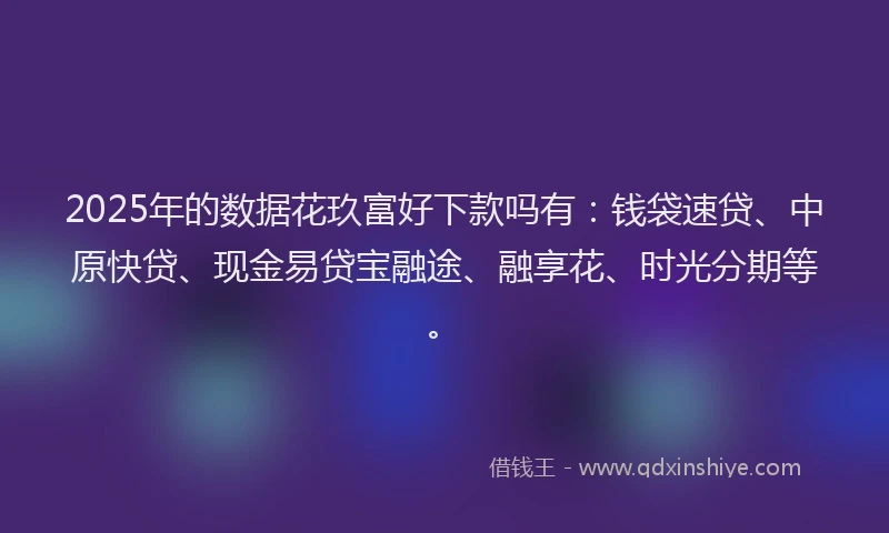 2025年的数据花玖富好下款吗有：钱袋速贷、中原快贷、现金易贷宝融途、融享花、时光分期等。
