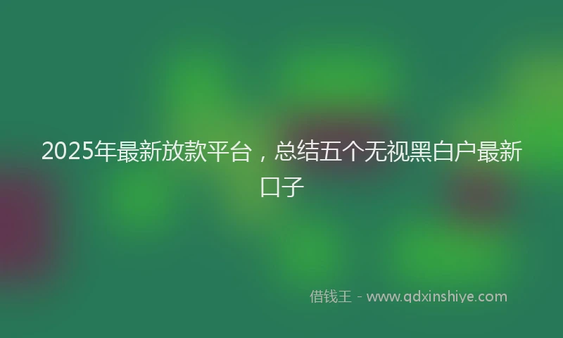 2025年最新放款平台，总结五个无视黑白户最新口子