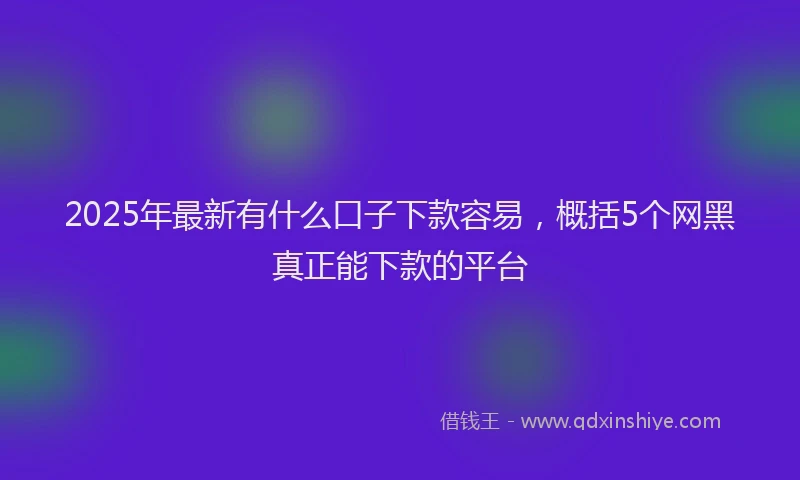 2025年最新有什么口子下款容易，概括5个网黑真正能下款的平台