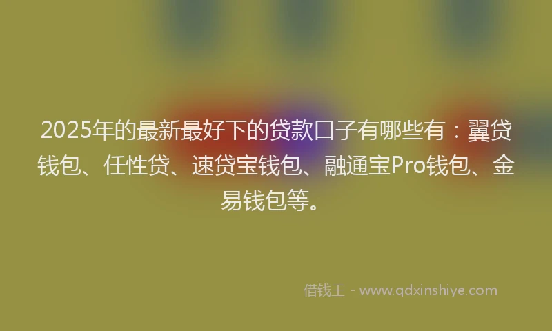 2025年的最新最好下的贷款口子有哪些有：翼贷钱包、任性贷、速贷宝钱包、融通宝Pro钱包、金易钱包等。