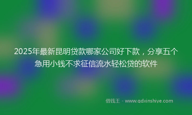 2025年最新昆明贷款哪家公司好下款，分享五个急用小钱不求征信流水轻松贷的软件