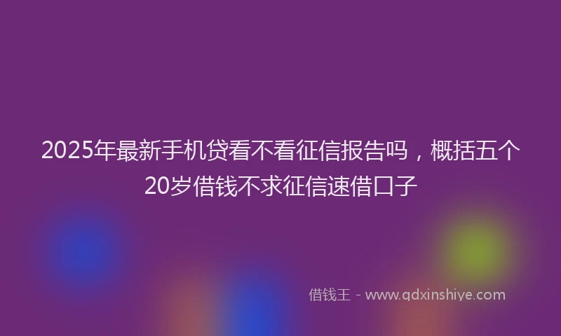 2025年最新手机贷看不看征信报告吗，概括五个20岁借钱不求征信速借口子