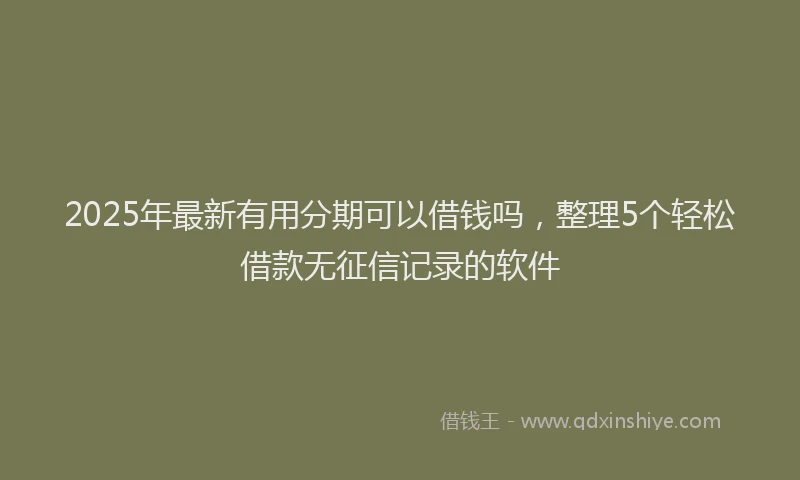2025年最新有用分期可以借钱吗，整理5个轻松借款无征信记录的软件