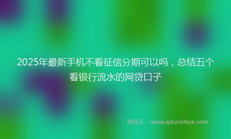 2025年最新手机不看征信分期可以吗，总结五个看银行流水的网贷口子
