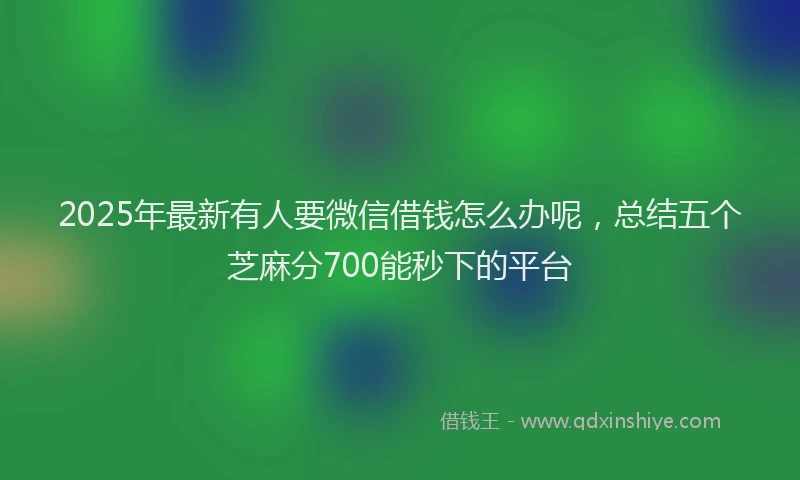 2025年最新有人要微信借钱怎么办呢，总结五个芝麻分700能秒下的平台