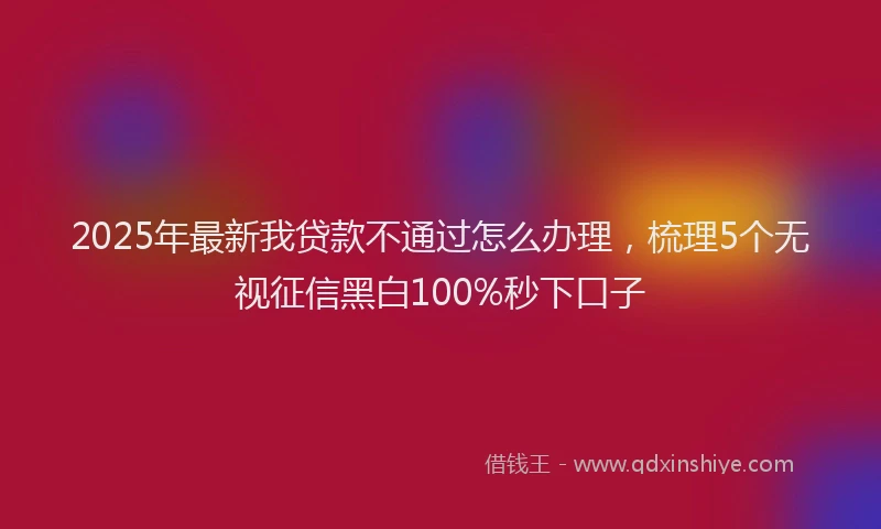 2025年最新我贷款不通过怎么办理，梳理5个无视征信黑白100%秒下口子