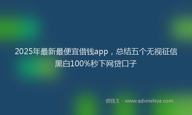 2025年最新最便宜借钱app，总结五个无视征信黑白100%秒下网贷口子