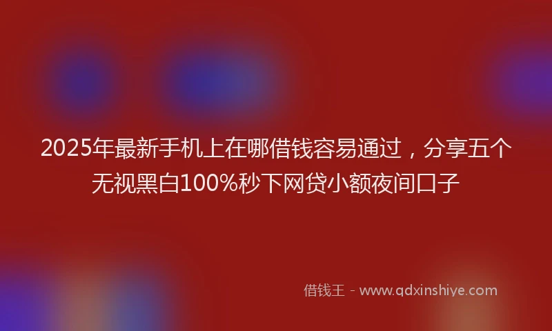2025年最新手机上在哪借钱容易通过，分享五个无视黑白100%秒下网贷小额夜间口子