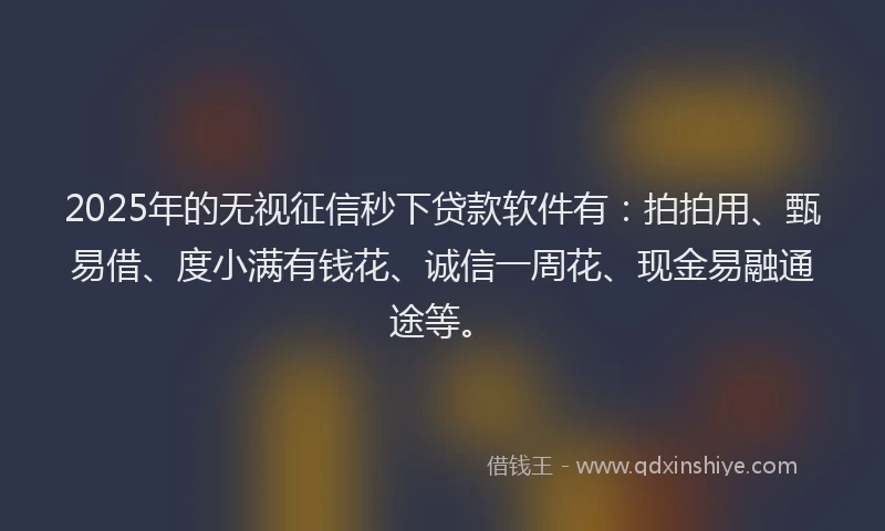 2025年的无视征信秒下贷款软件有：拍拍用、甄易借、度小满有钱花、诚信一周花、现金易融通途等。