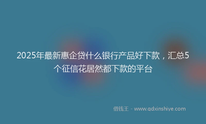 2025年最新惠企贷什么银行产品好下款，汇总5个征信花居然都下款的平台
