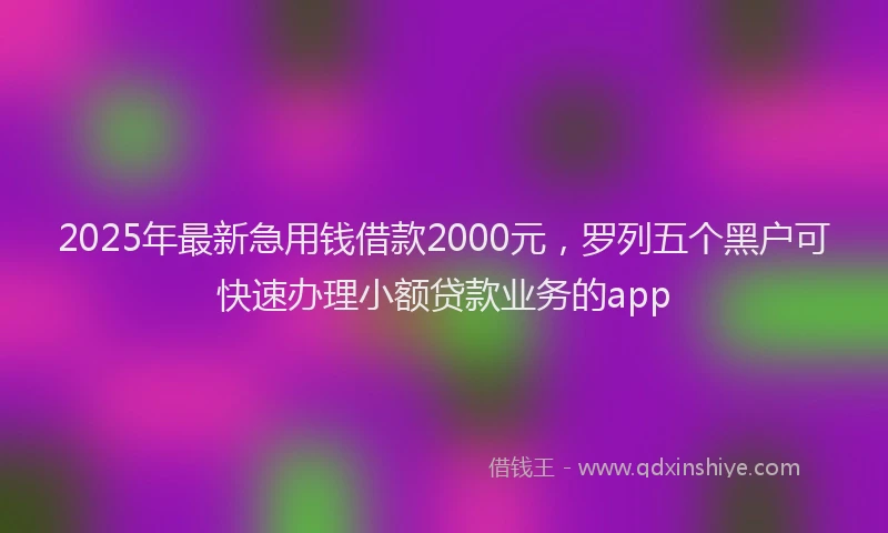 2025年最新急用钱借款2000元，罗列五个黑户可快速办理小额贷款业务的app