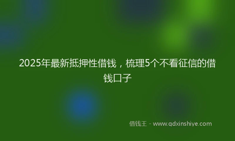 2025年最新抵押性借钱，梳理5个不看征信的借钱口子