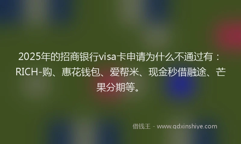 2025年的招商银行visa卡申请为什么不通过有：RICH-购、惠花钱包、爱帮米、现金秒借融途、芒果分期等。